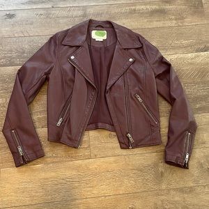 Anthropologie Eggplant purple faux leather jacket